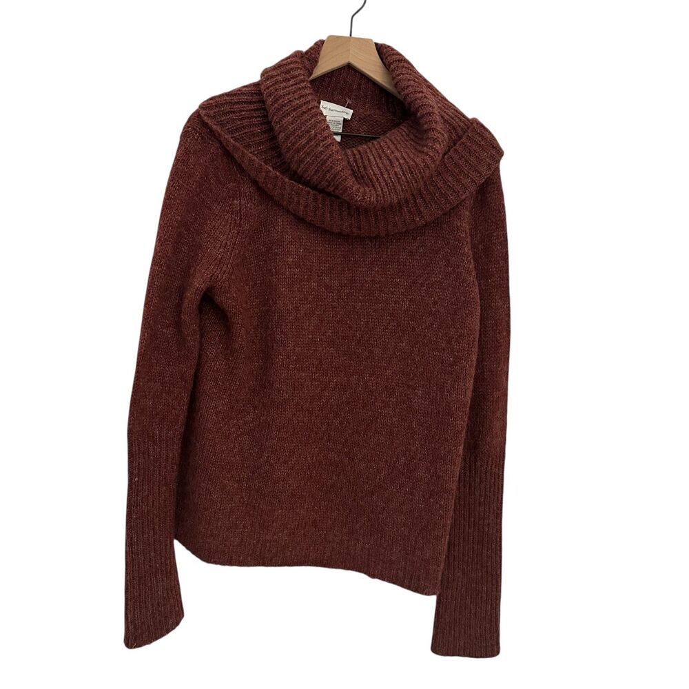 Soft Surroundings Maroon Acrylic, Wool & Mohair Blend Cowl Neck Sweater – Size M